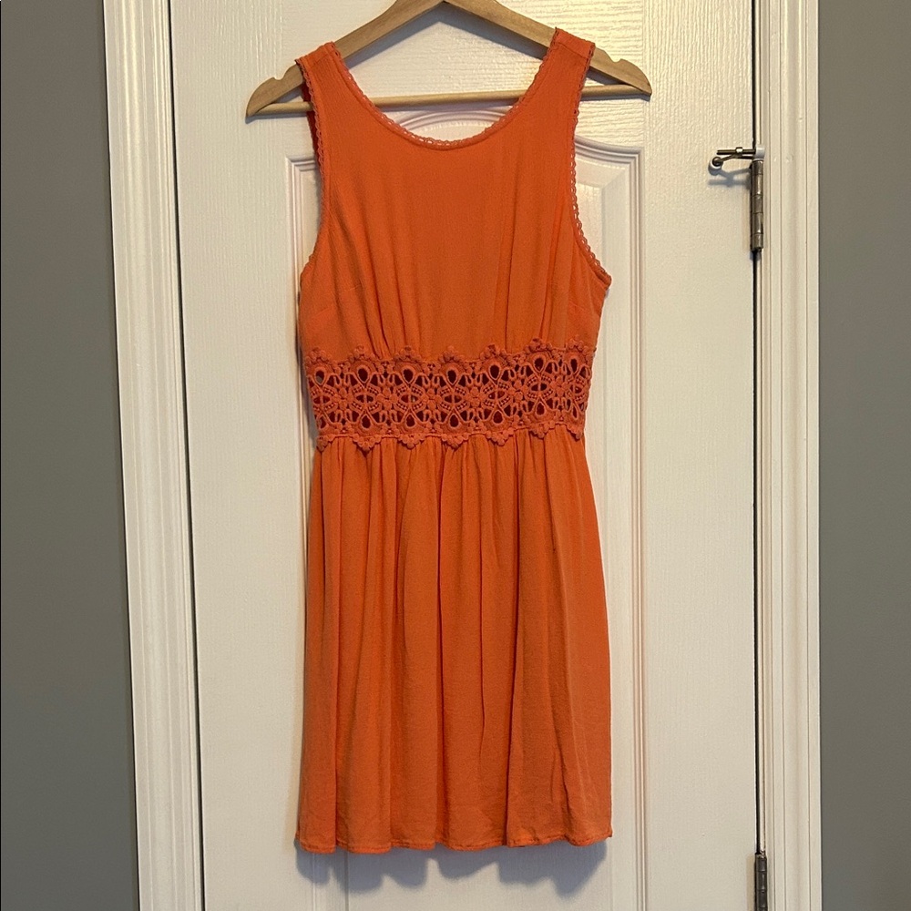 Forever 21 Orange Lace Cutout midriff  Midi Dress